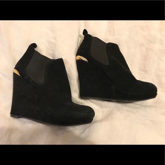 Jessica Simpson Shoes - Jessica Simpson size 7.5 black suede wedge booties